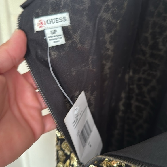 Guess dress Black Gold Sequin Vienna leopard dress lined small NeW party - Picture 5 of 7